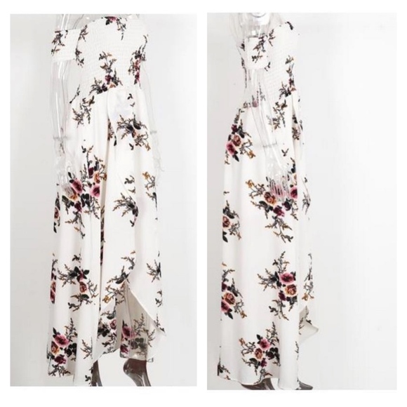 Floral Boho Off Shoulder Asymmetrical Dress - Picture 7 of 8